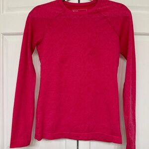 FIGS Fair Isle Shocking Pink Salta Seamless Long Sleeve Underscrub Size Small